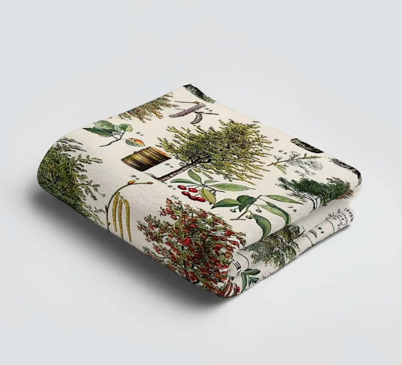 trees botanical leaves fruits branches towel by Graham Robertson