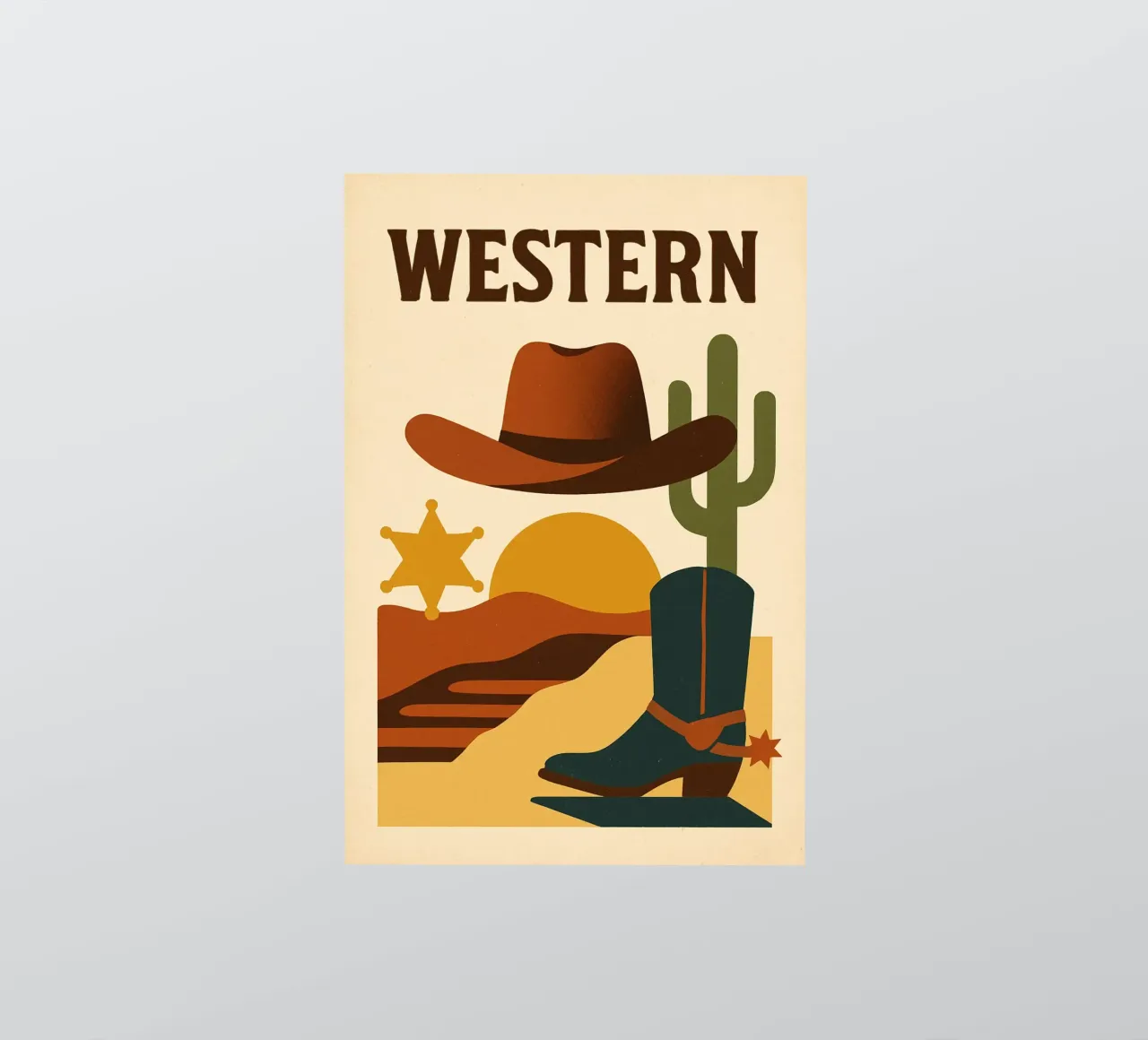 Western - Wild America illustrated sticker by Art Typo Essentiel