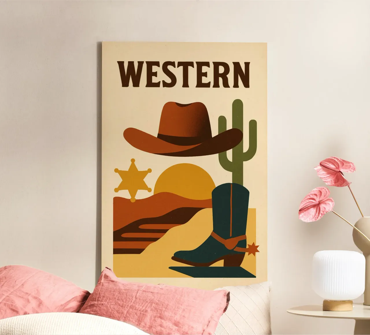 Western - Wildes Amerika illustriert Leinwand von Art Typo Essentiel