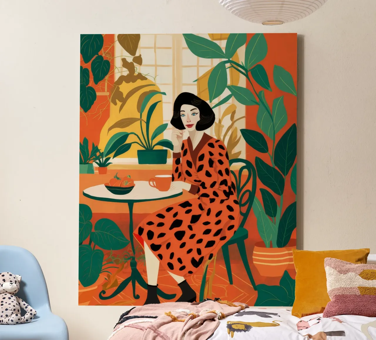 Leopard Print Repose canvas with Floater frame by Tiga Bersama