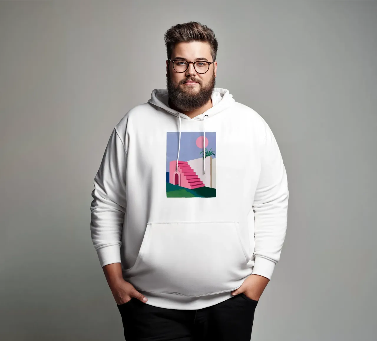 Passi rosa verso il mare felpa con cappuccio da Muse Artworks