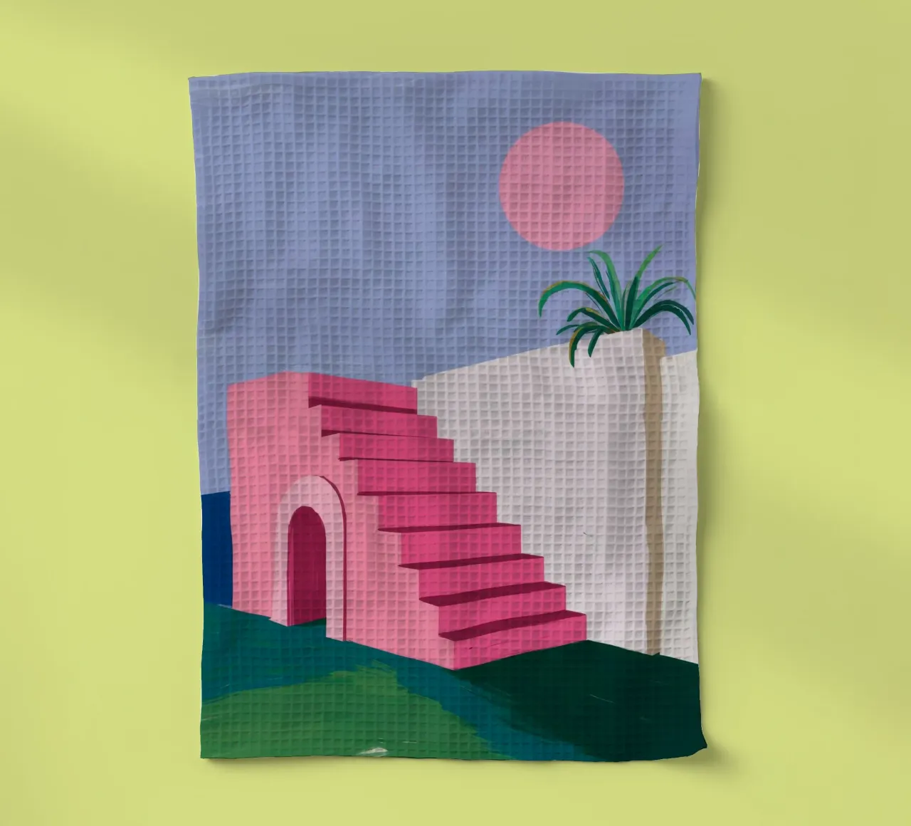 Passi rosa verso il mare canovaccio da cucina da Muse Artworks
