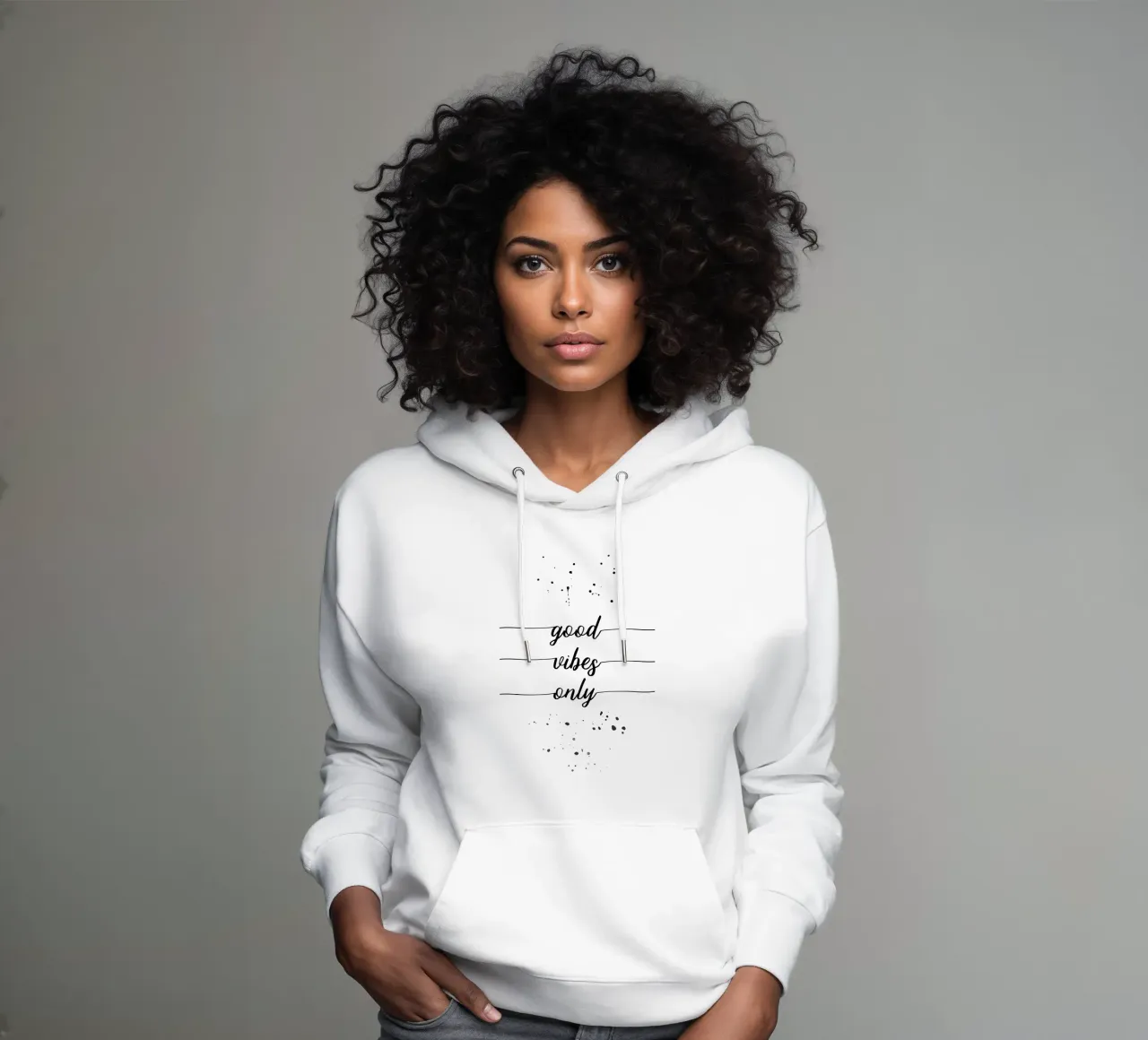 TEXT ART Good vibes only felpa con cappuccio da Melanie Viola