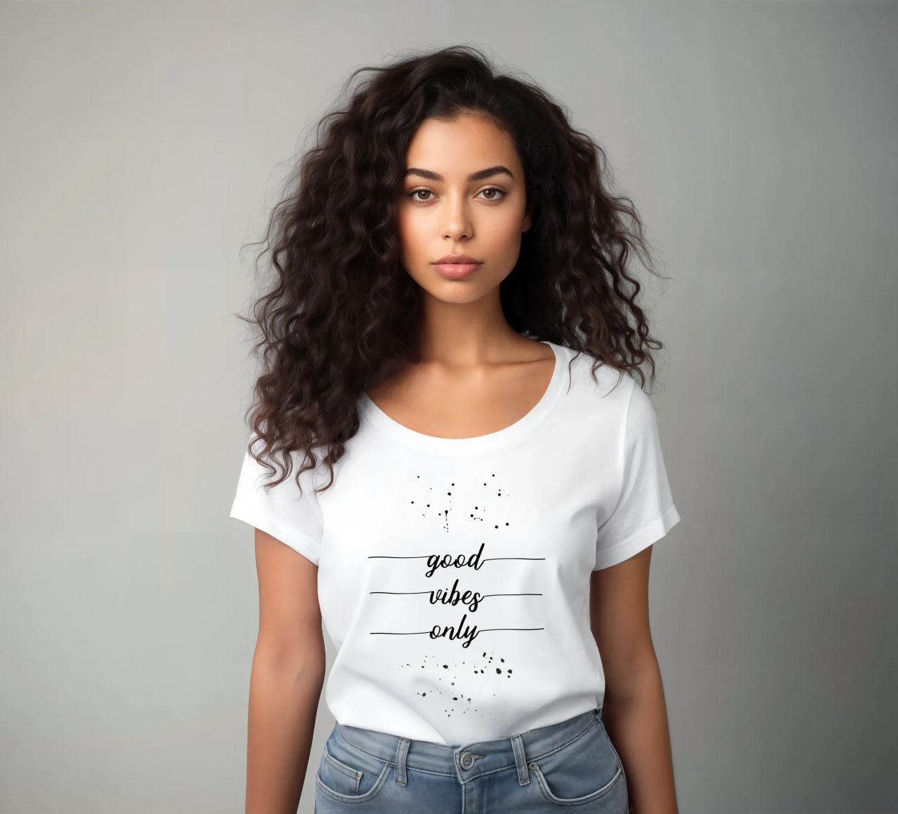 TEXT ART Good vibes only t-shirt da donna da Melanie Viola