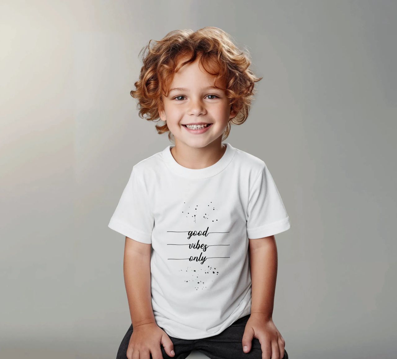 TEXT ART Good vibes only t-shirt bambini da Melanie Viola