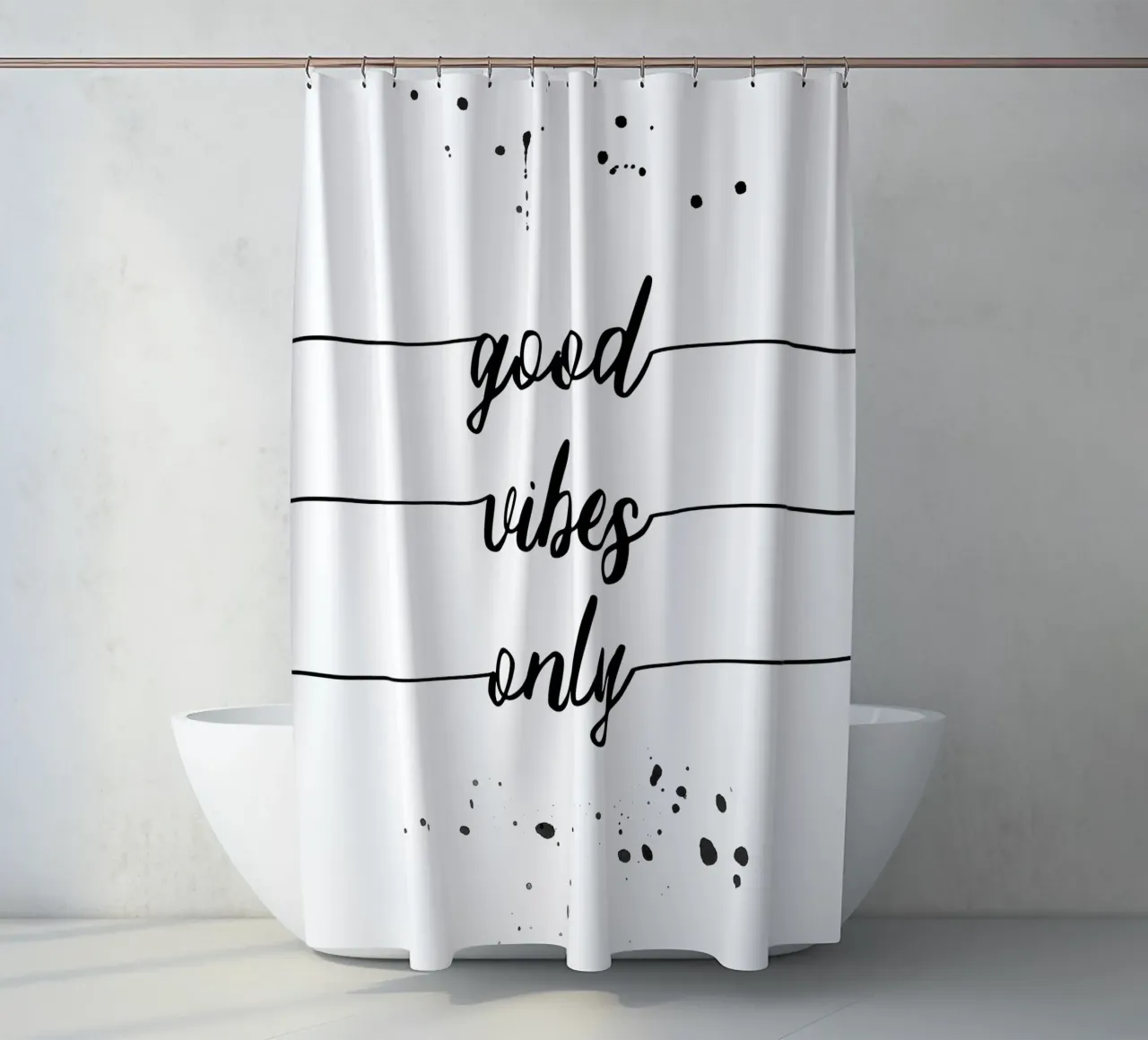 TEXT ART Good vibes only shower curtain by Melanie Viola