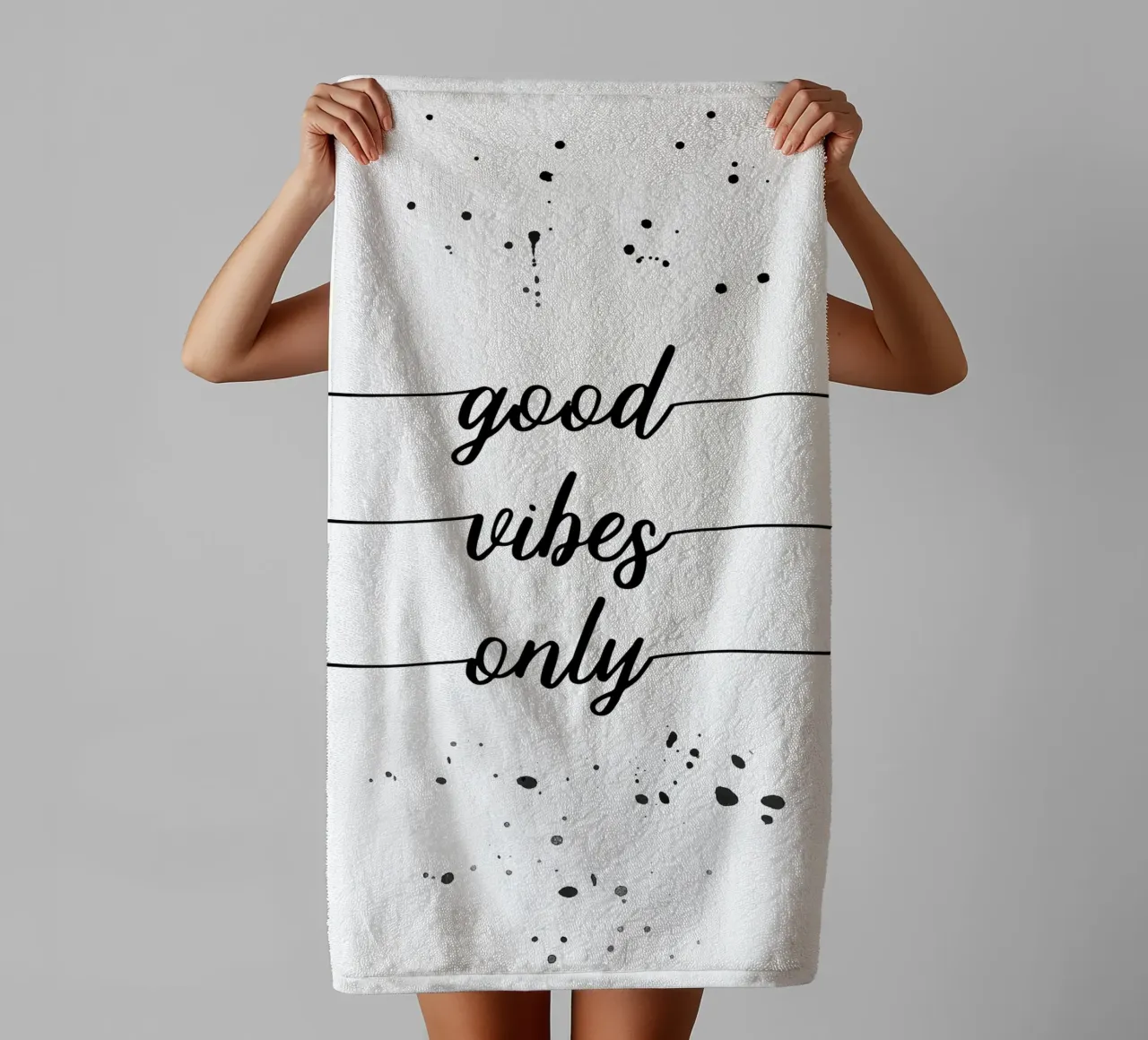 TEXT ART Good vibes only asciugamano da bagno da Melanie Viola