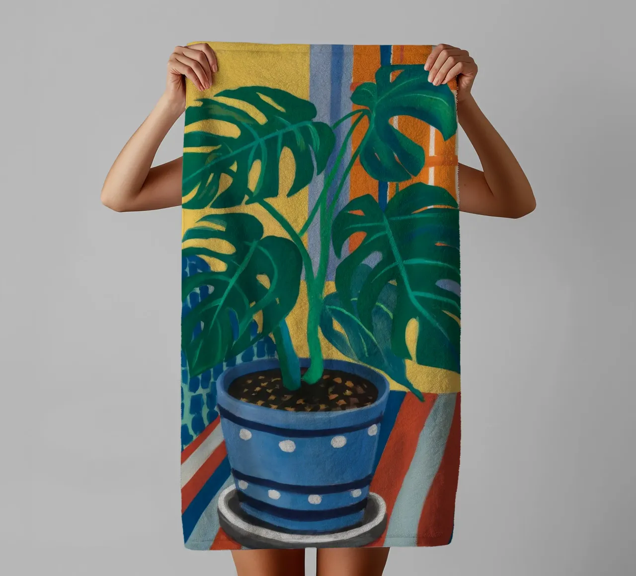 Monstera a pois asciugamano da bagno da Fable Tempa
