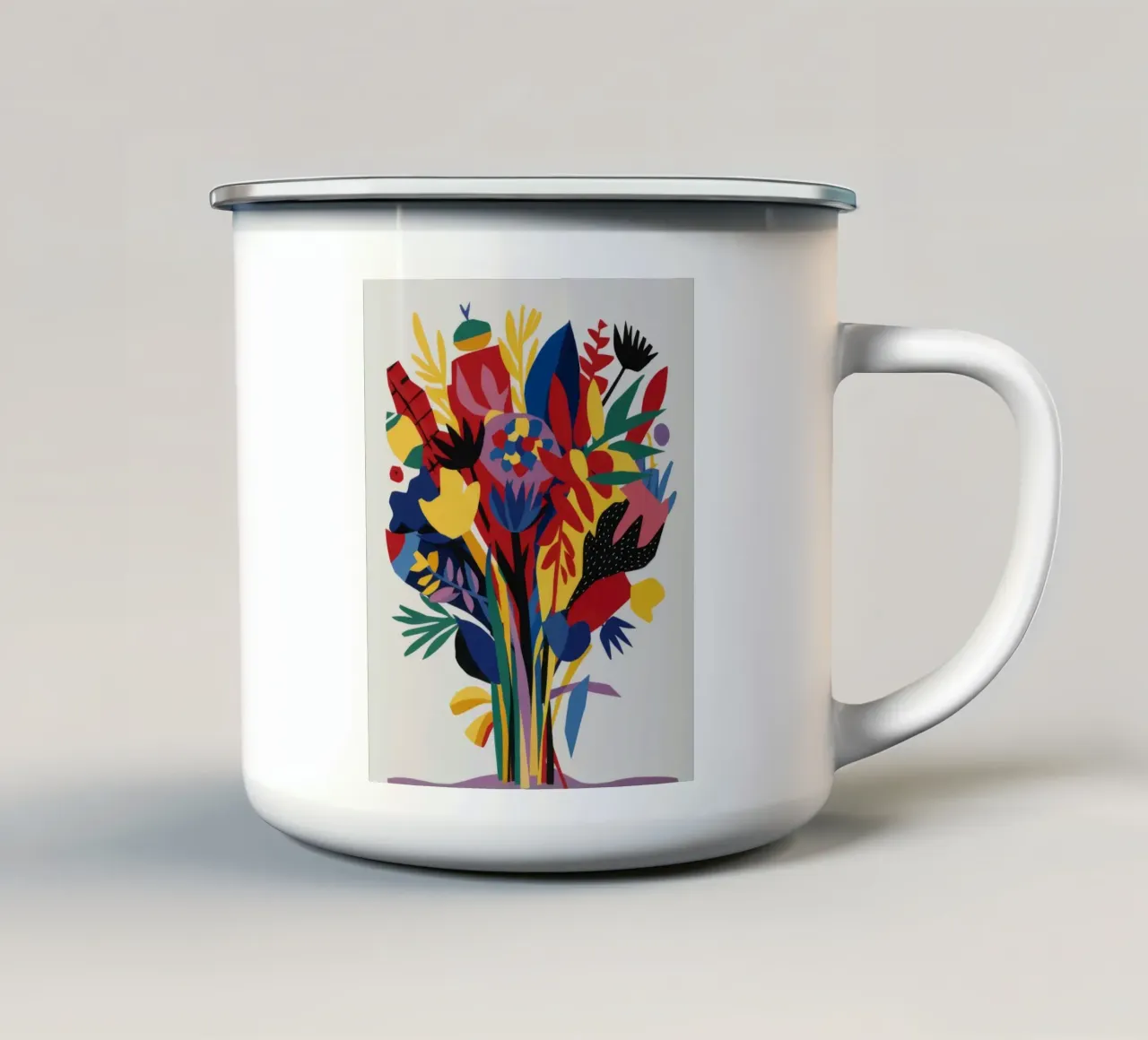 Eruzione floreale astratta tazza in smalto da Tiga Bersama