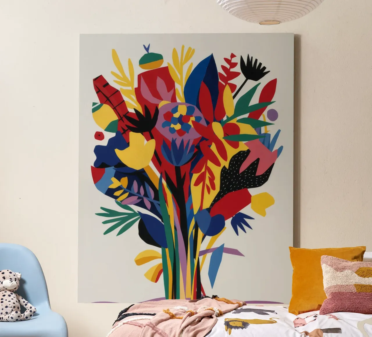 Abstracte bloemenuitbarsting canvas met Baklijst van Tiga Bersama