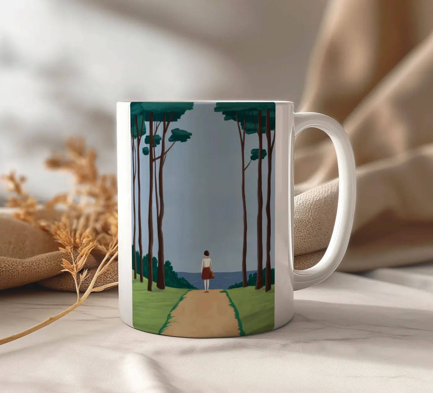 Forest Path Solitude ceramic mug by Muse Artworks