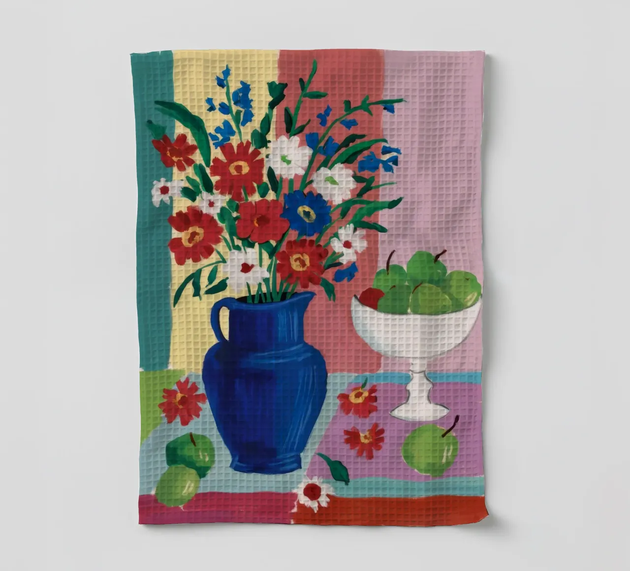 Blaue Vase Apfel Medley Geschirrtuch von Haven Fantasy