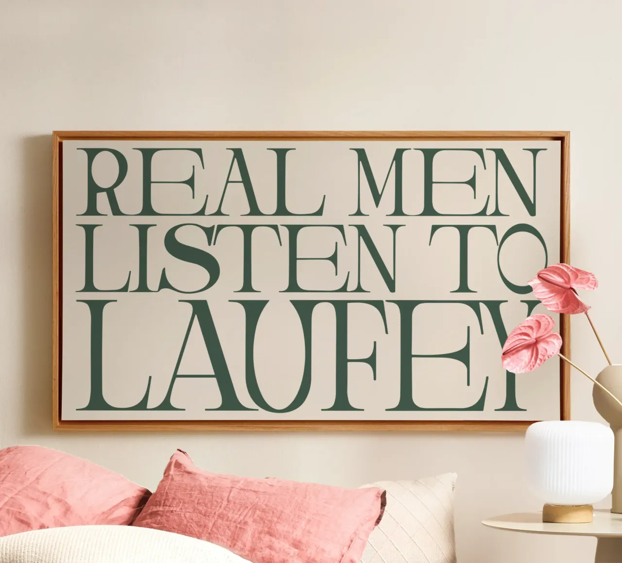 Laufey Real Men Listen To Lfy tela con Cornice a cassetta da carleemiller