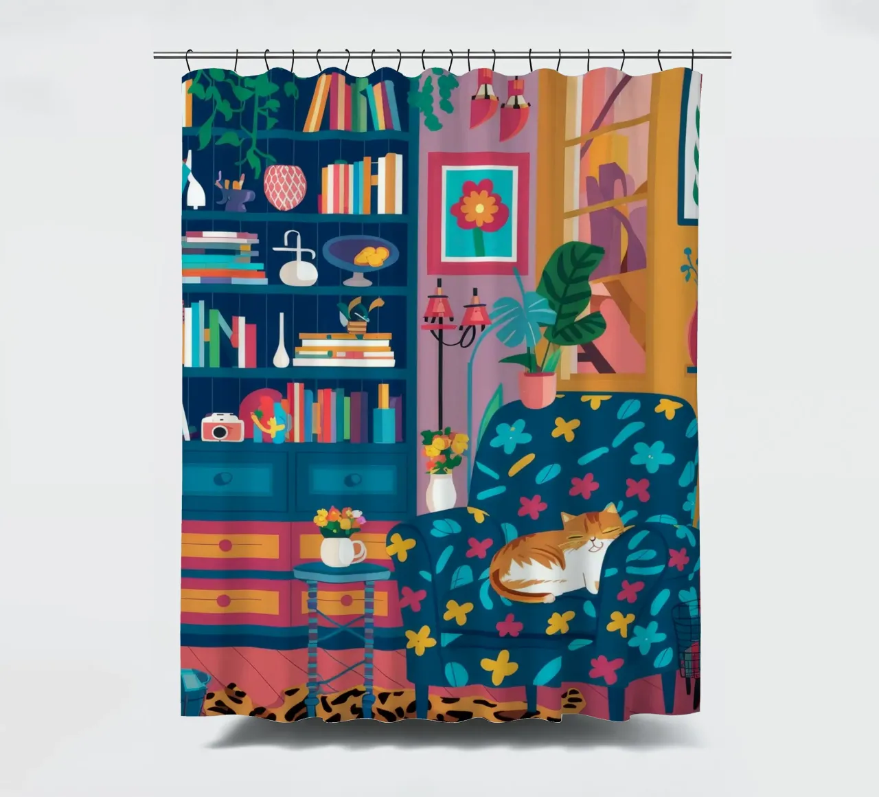 Leopard Print Reading Nook shower curtain by FadeAura