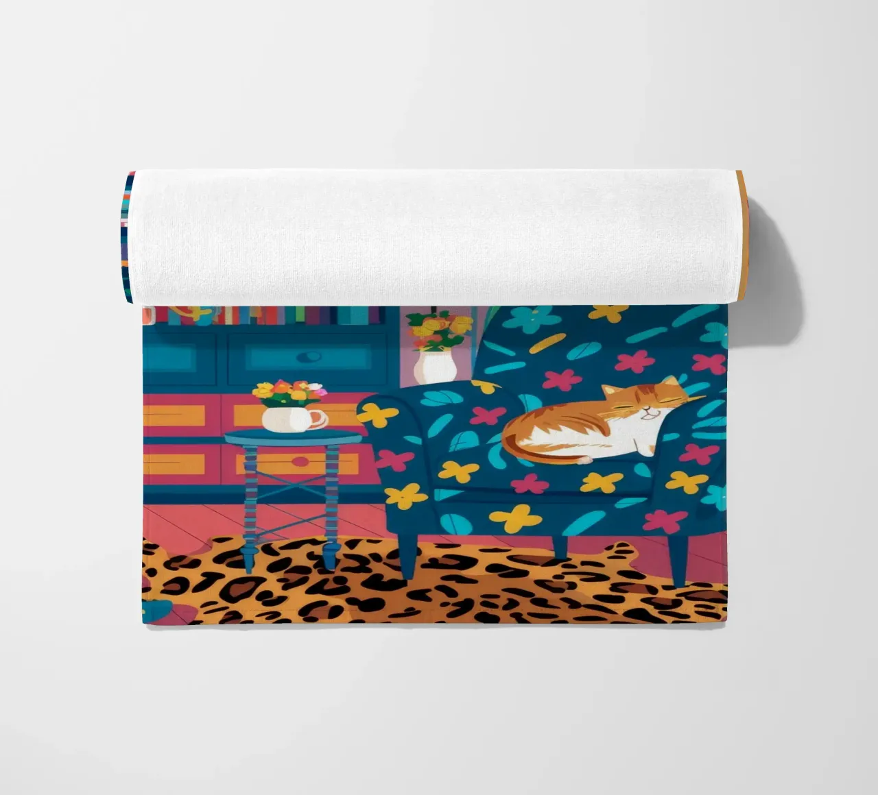 Leopard Print Reading Nook beach towel by FadeAura
