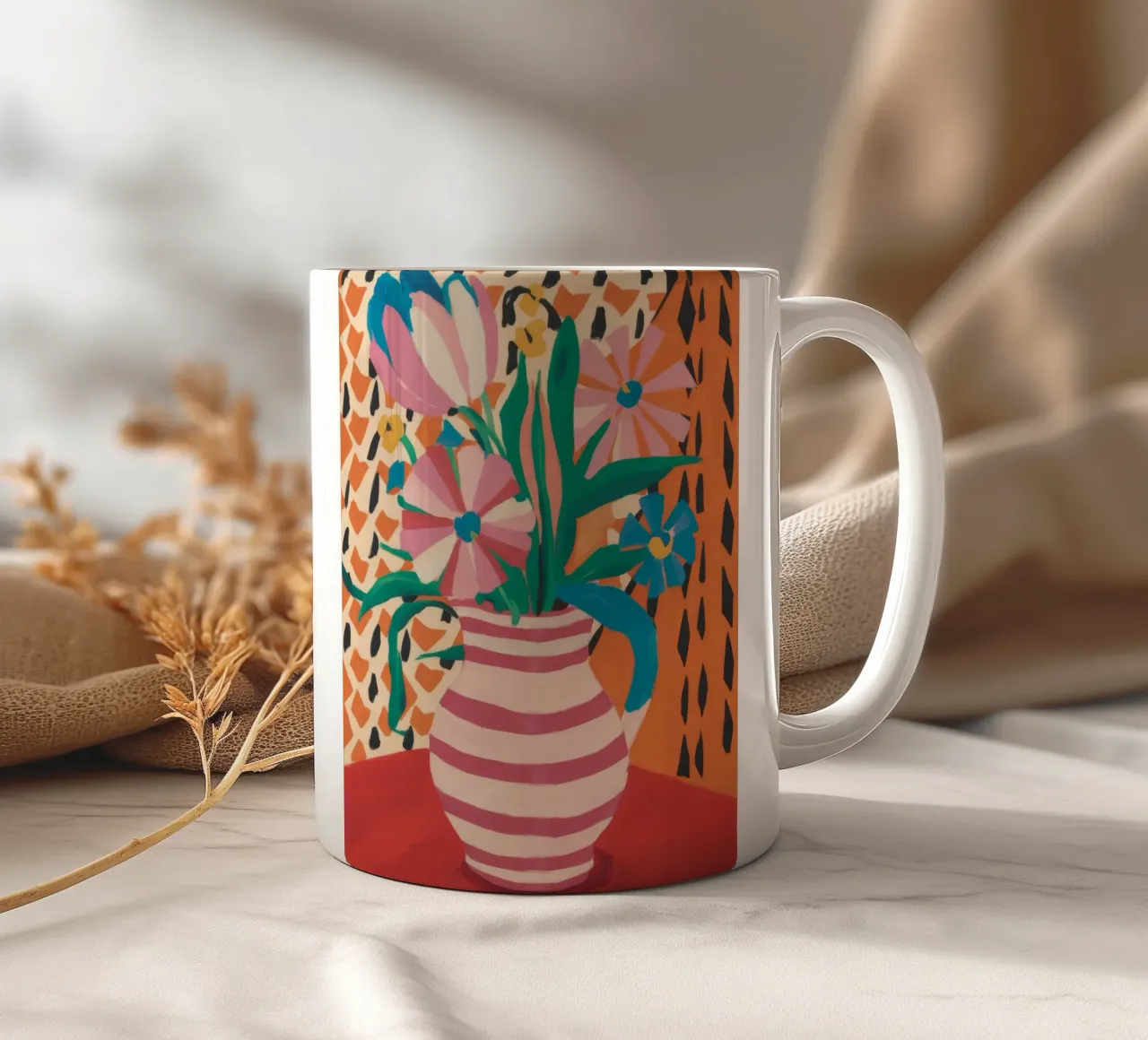 Sogno di tulipani a righe tazza in ceramica da Fable Tempa