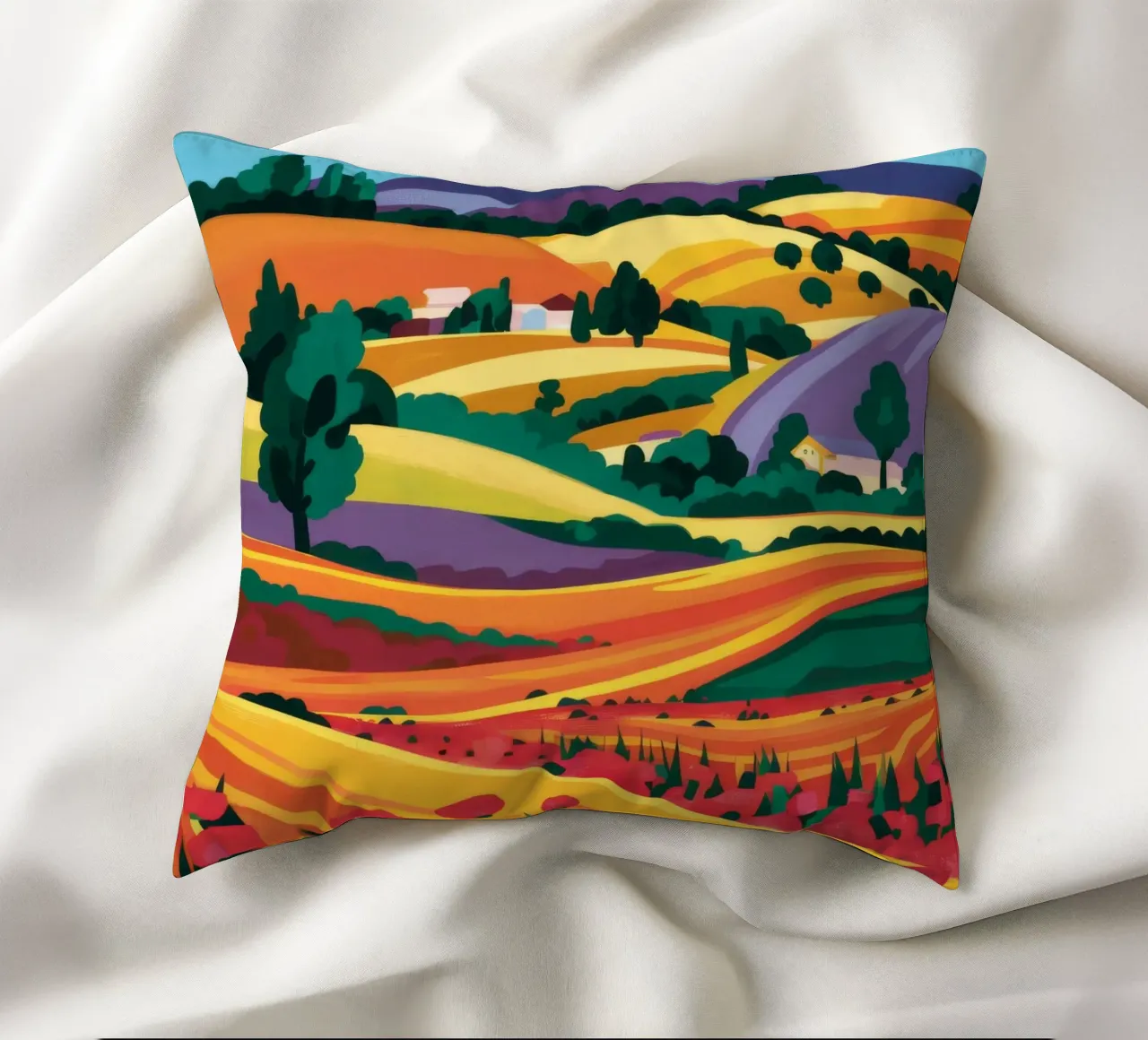 Rolling Lavender Fields decorative cushion by Muse Artworks