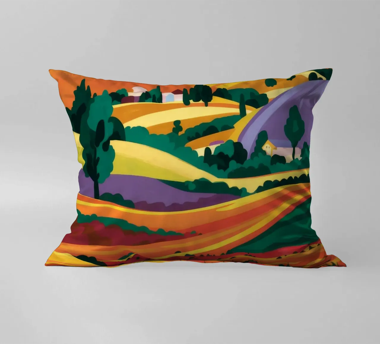 Rolling Lavender Fields decorative cushion by Muse Artworks