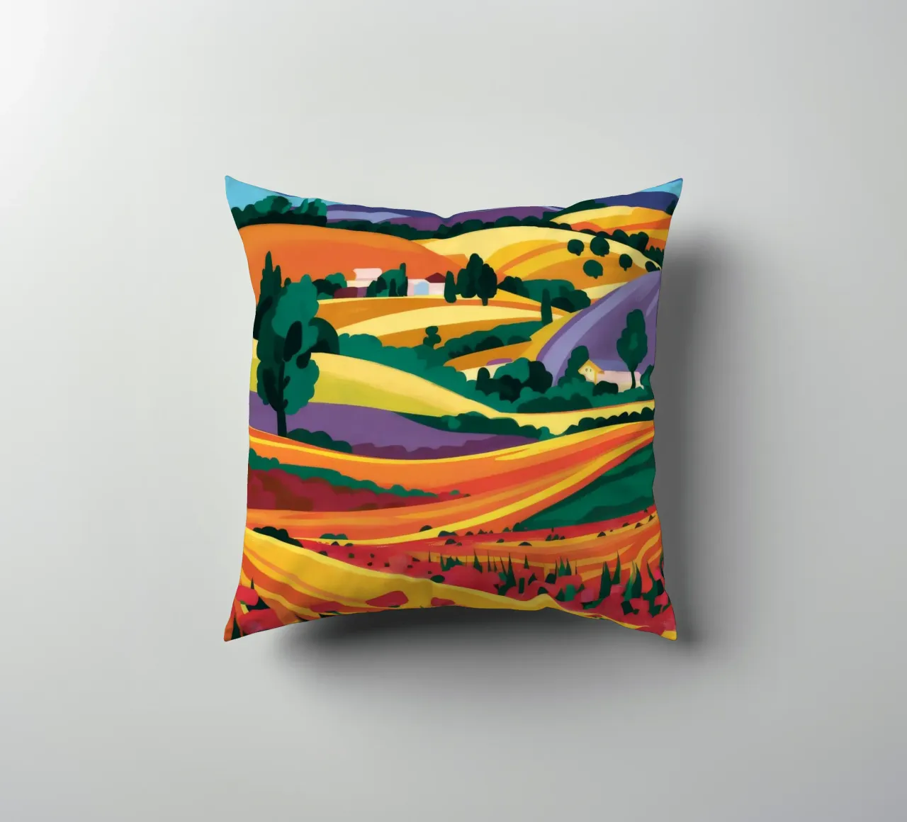 Rolling Lavender Fields decorative cushion by Muse Artworks
