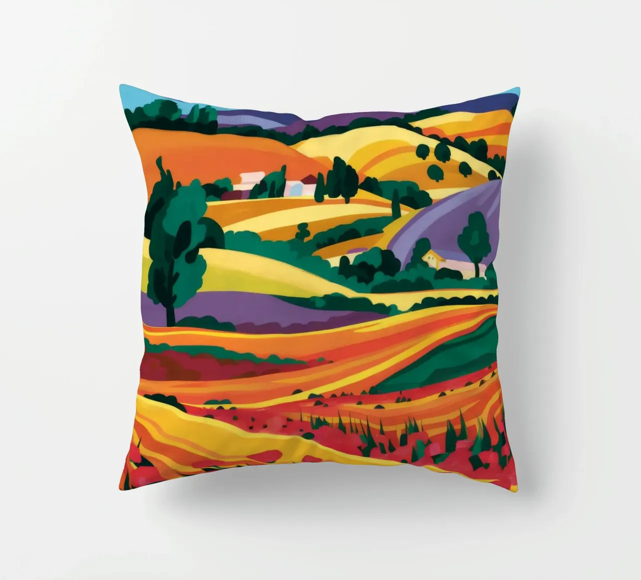 Rolling Lavender Fields decorative cushion by Muse Artworks