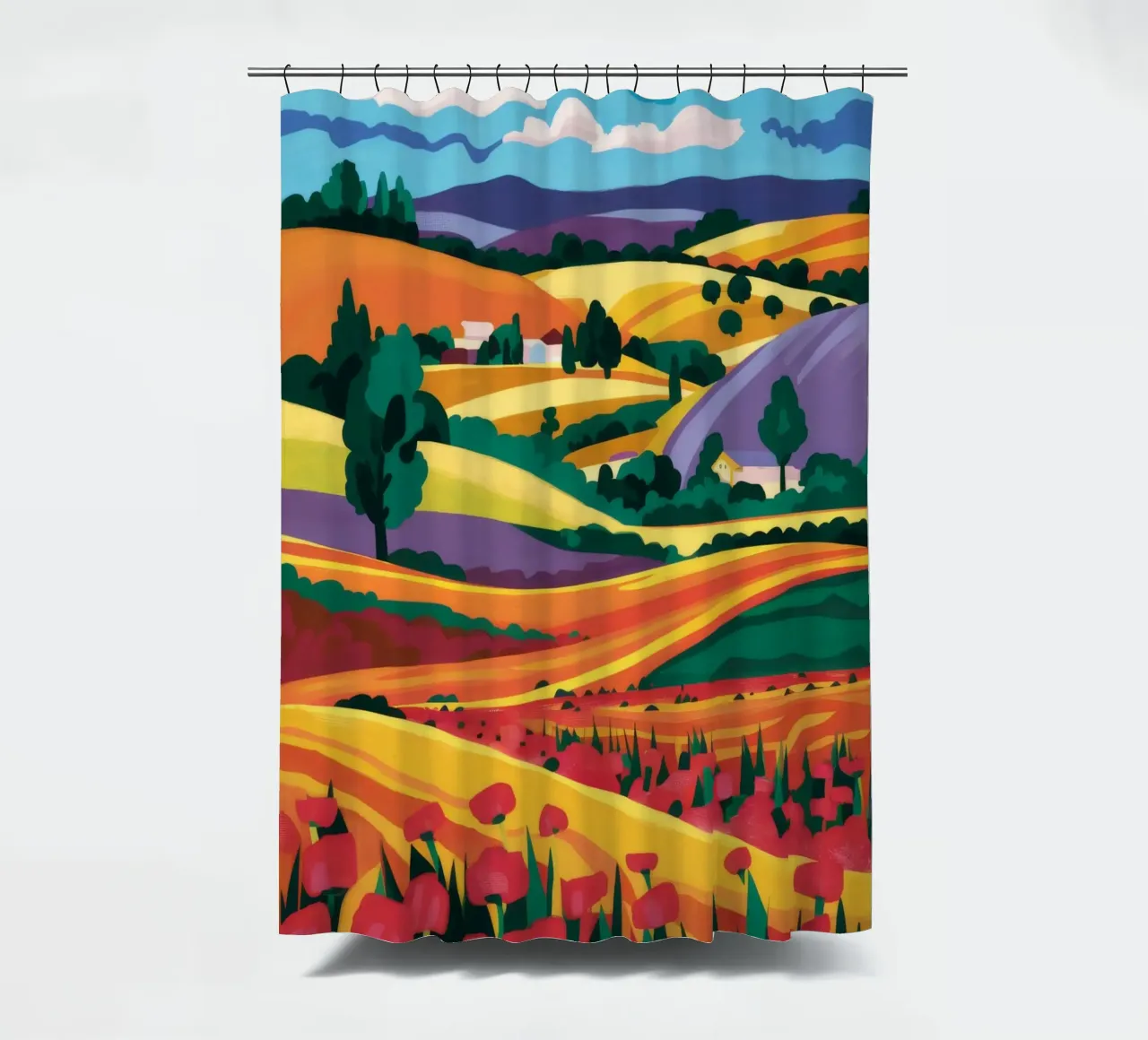 Rolling Lavender Fields shower curtain by Muse Artworks