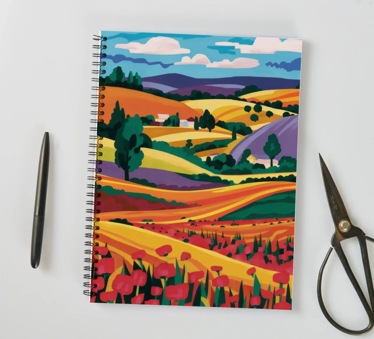 Rolling Lavender Fields spiral notebook by Muse Artworks