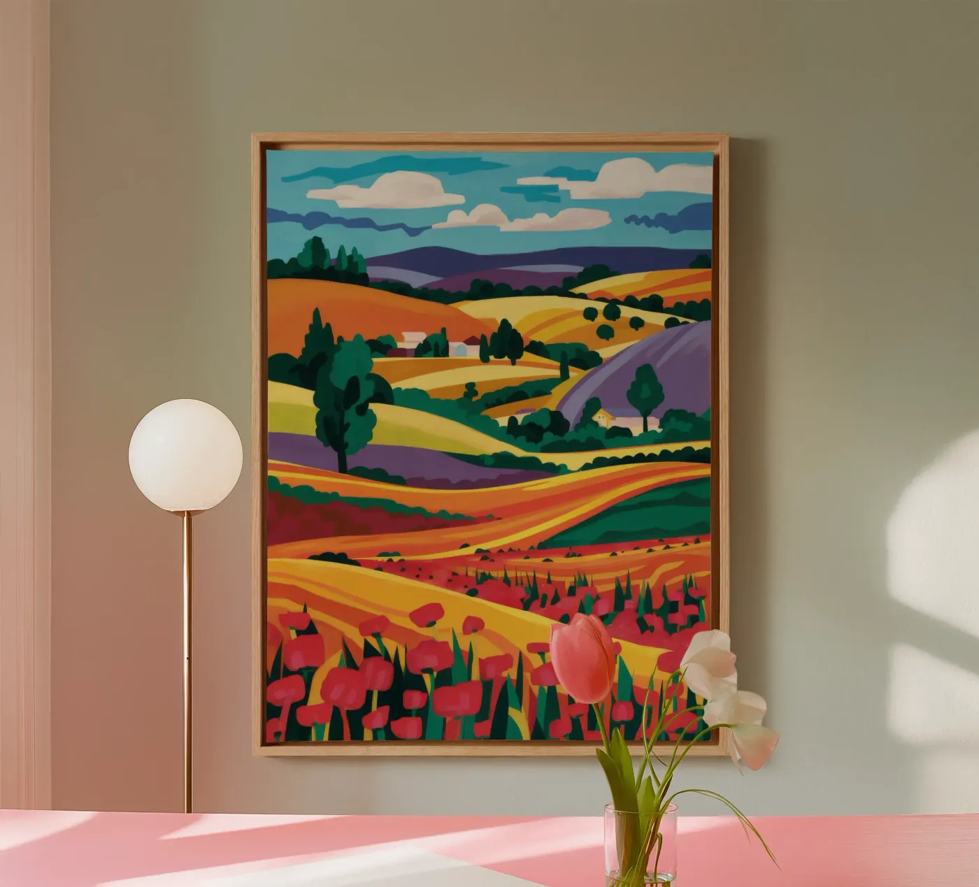 Glooiende lavendelvelden canvas van Muse Artworks