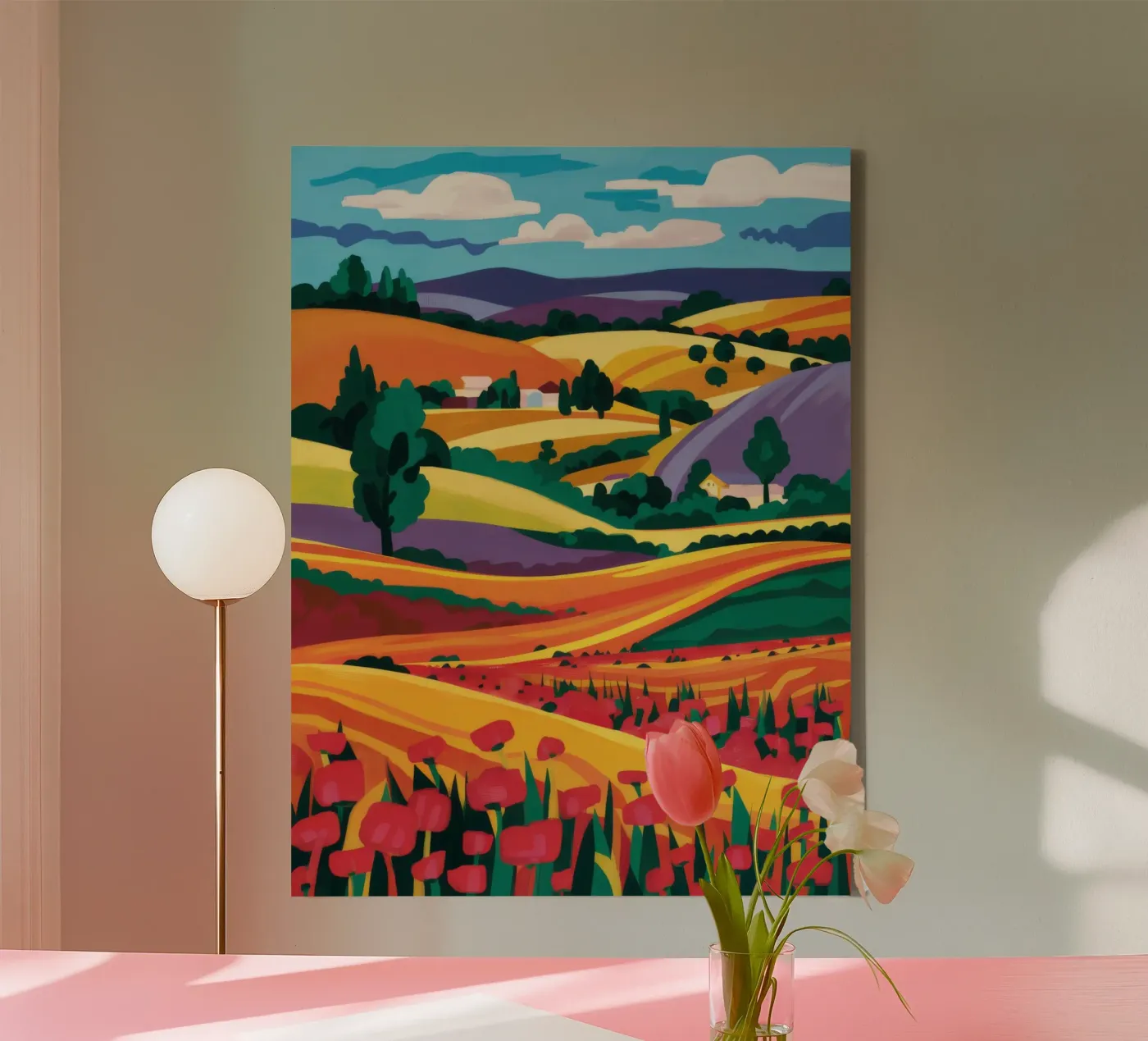 Glooiende lavendelvelden canvas van Muse Artworks