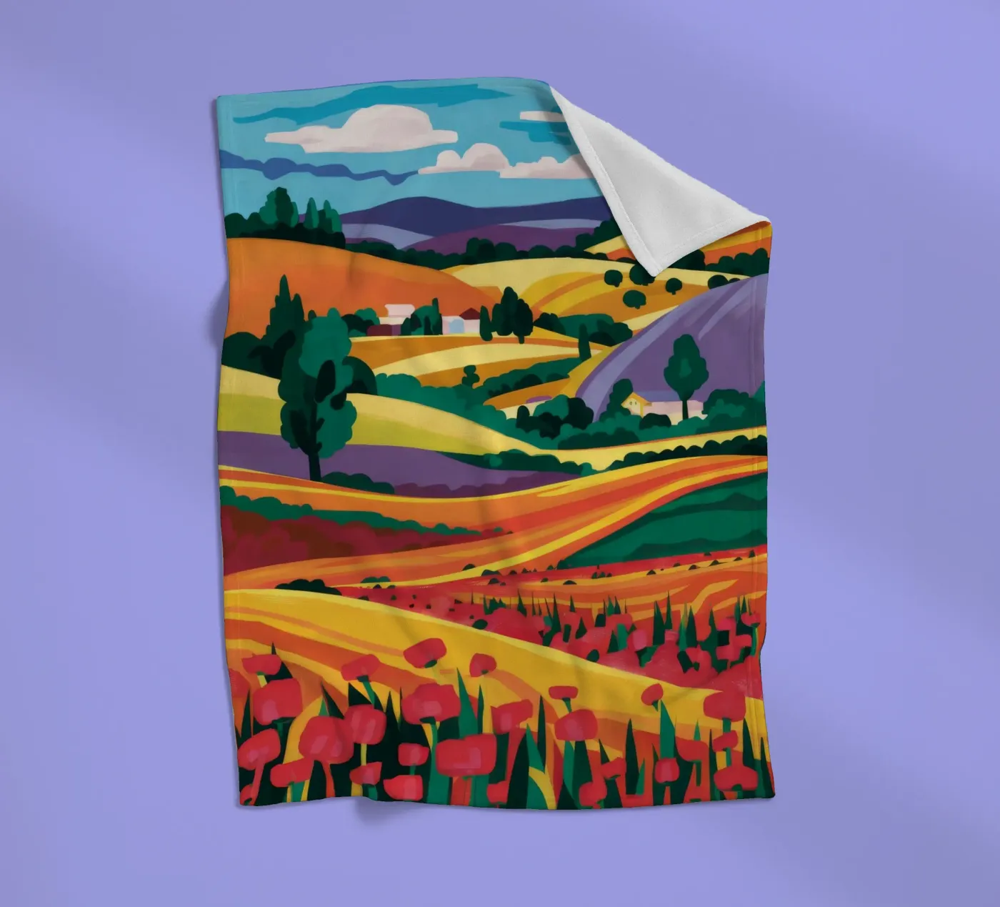 Glooiende lavendelvelden fleecedeken van Muse Artworks