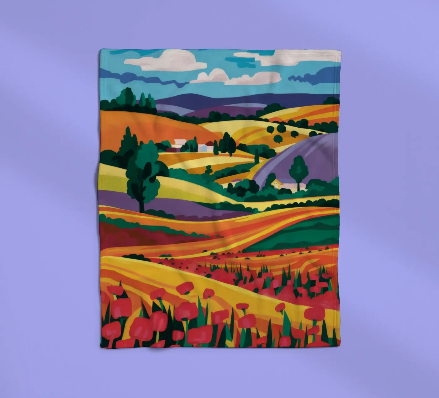 Glooiende lavendelvelden fleecedeken van Muse Artworks