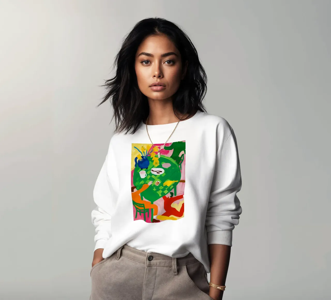 Grünes Gesicht Abstraktion Sweatshirt von Haven Fantasy