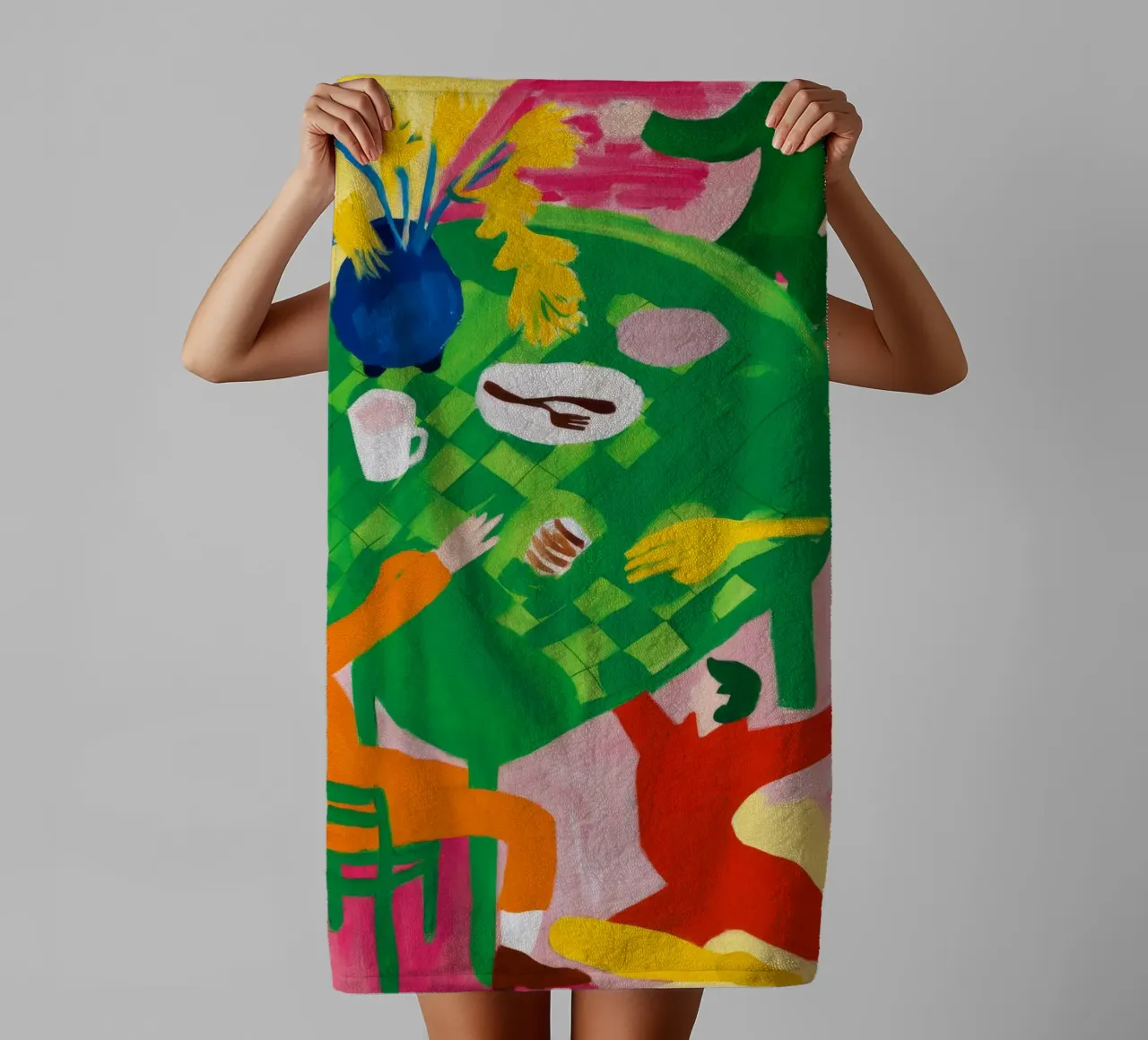 Green Face Abstraction towel by Haven Fantasy