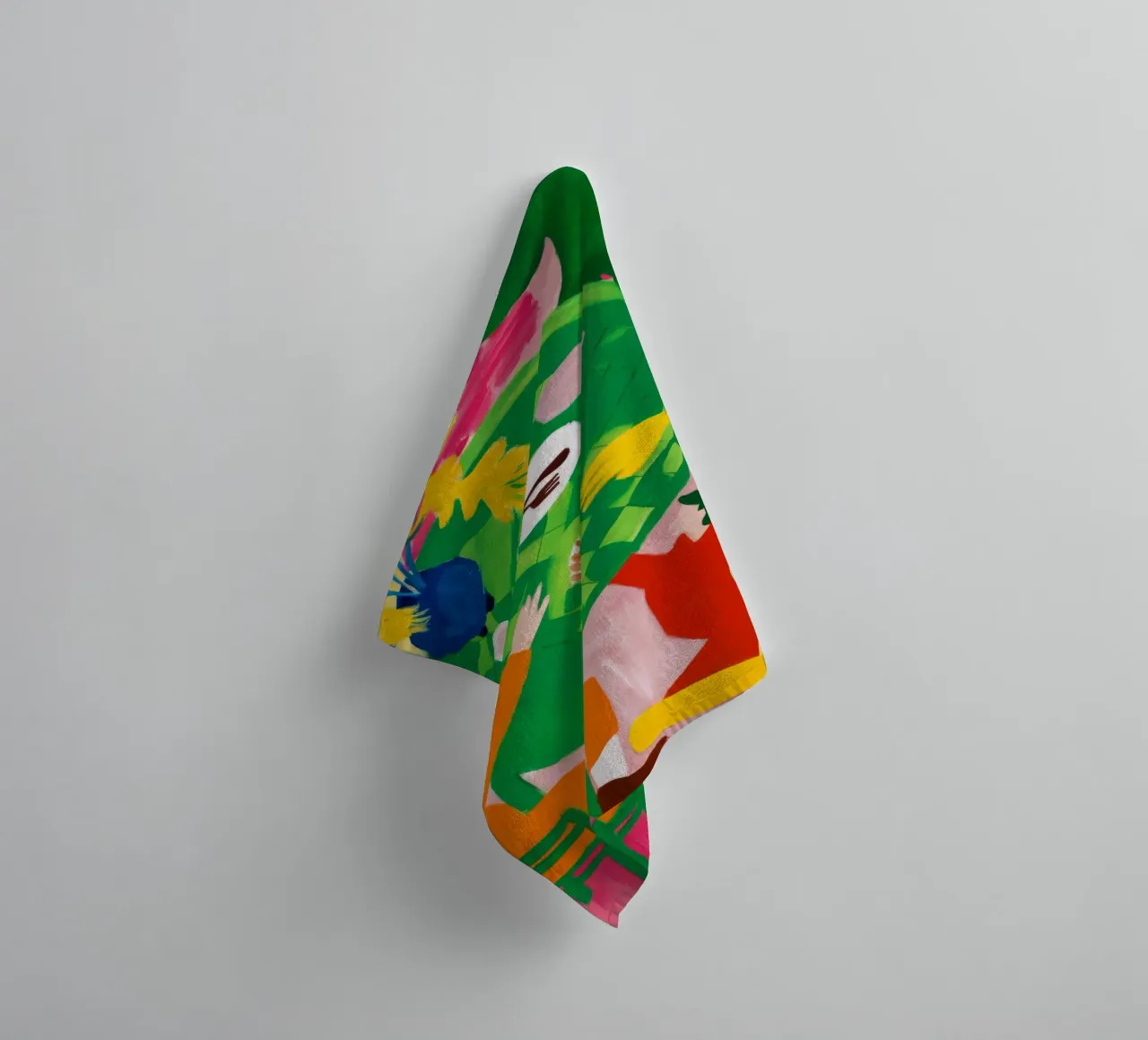 Green Face Abstraction towel by Haven Fantasy