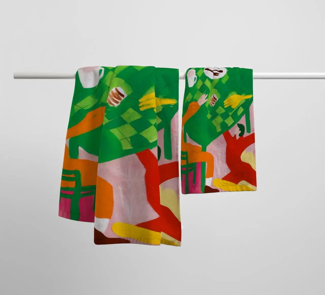 Green Face Abstraction towel by Haven Fantasy