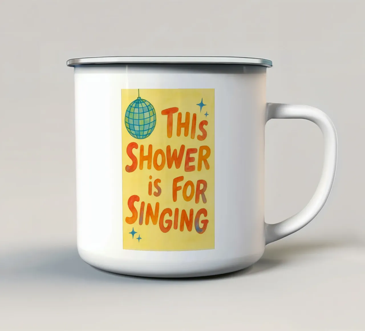 questa doccia è per cantare tazza in smalto da onelove