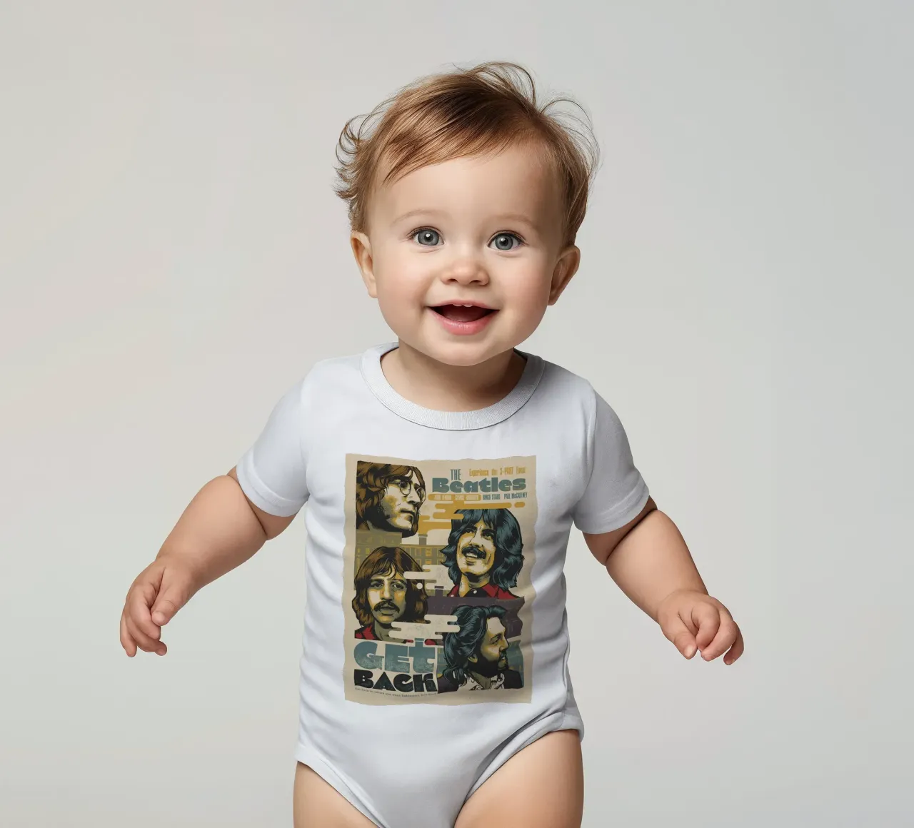 Una notte con i Beatles body neonato maniche corte da nabcu
