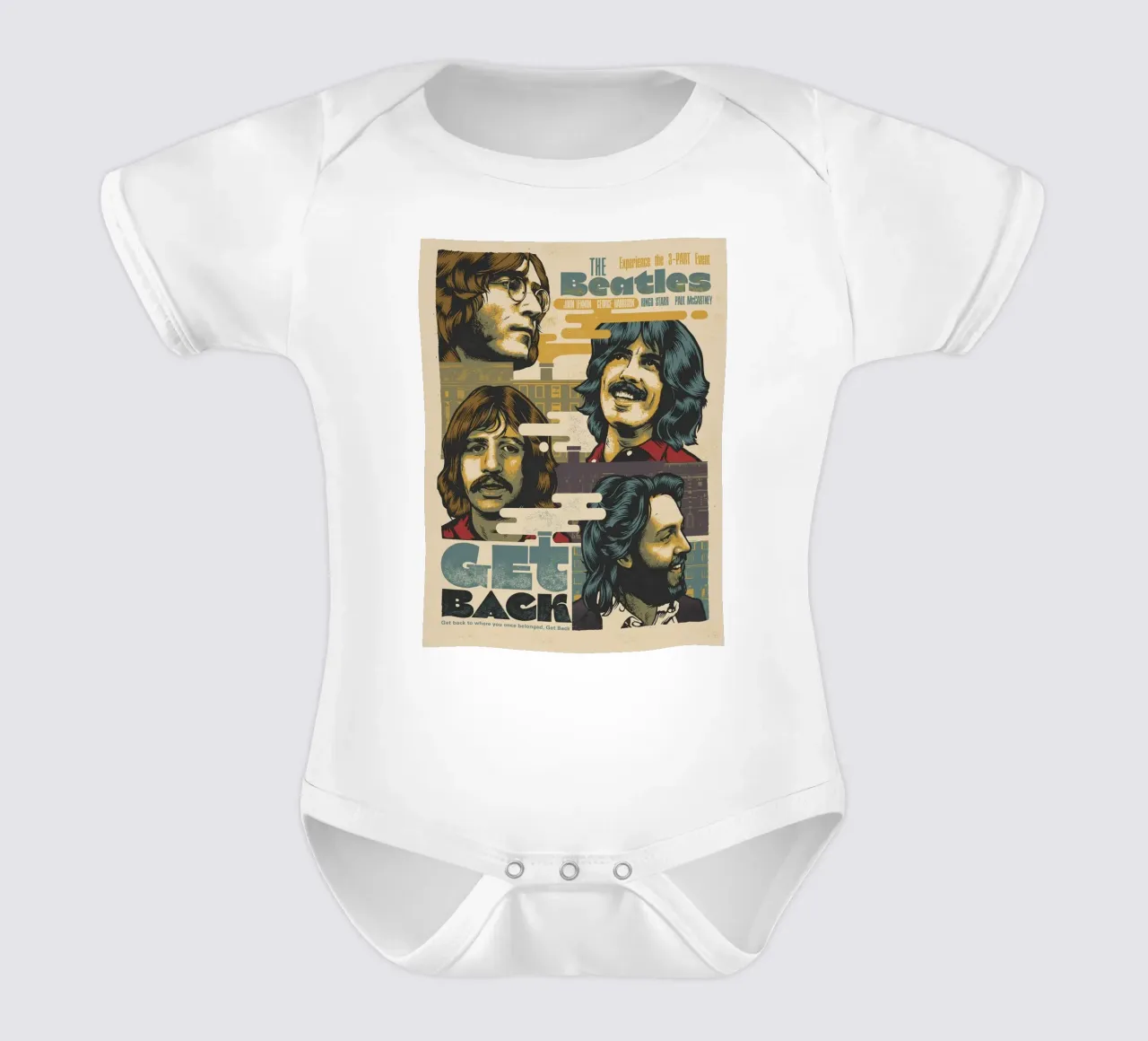 Una notte con i Beatles body neonato maniche corte da nabcu