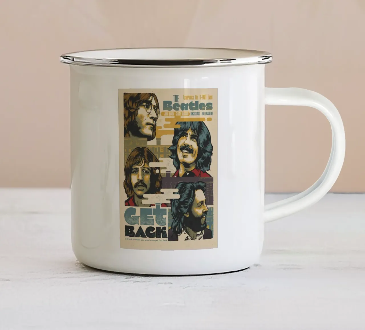 Una notte con i Beatles tazza in smalto da nabcu