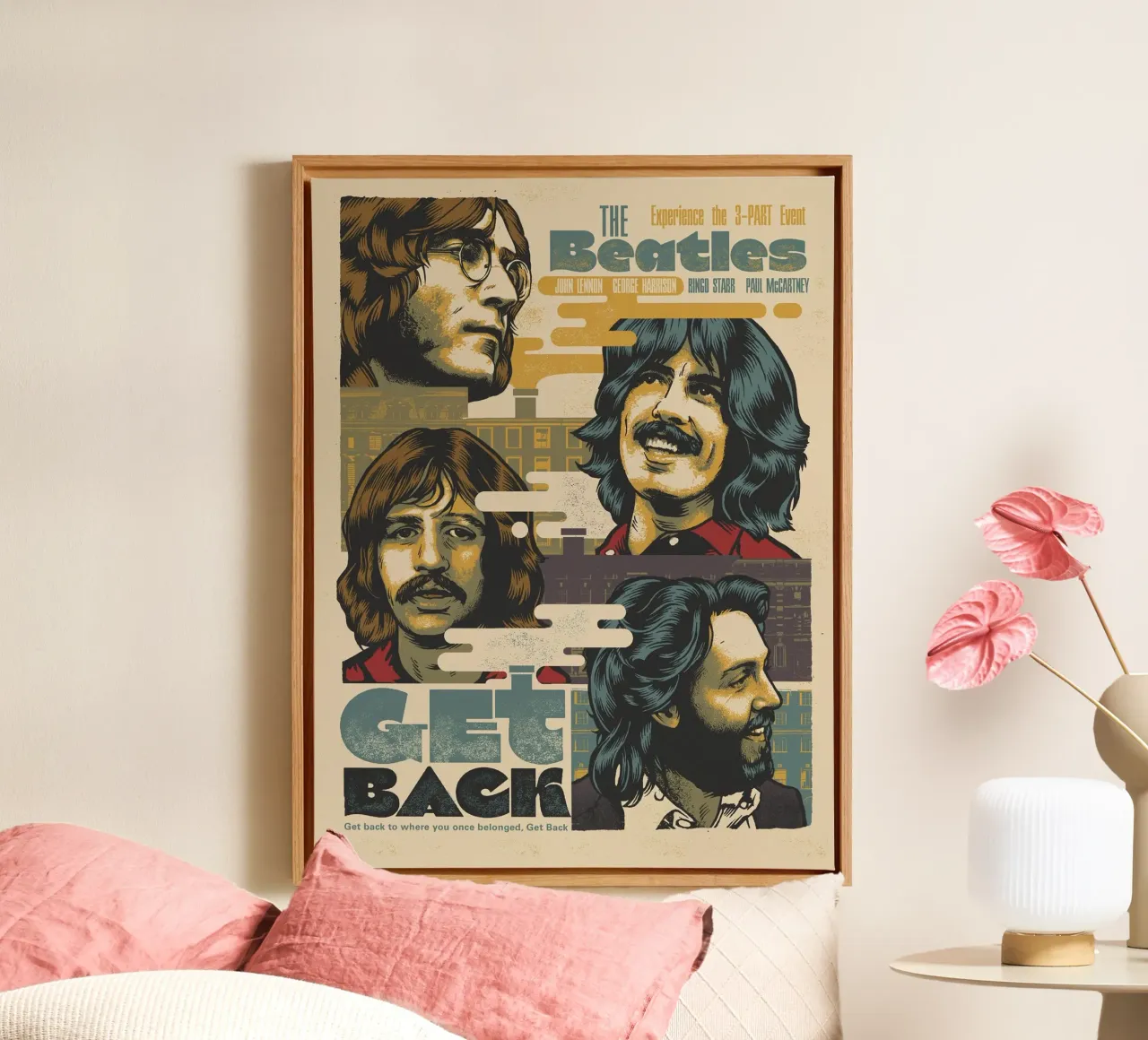 Una notte con i Beatles tela con Cornice a cassetta da nabcu