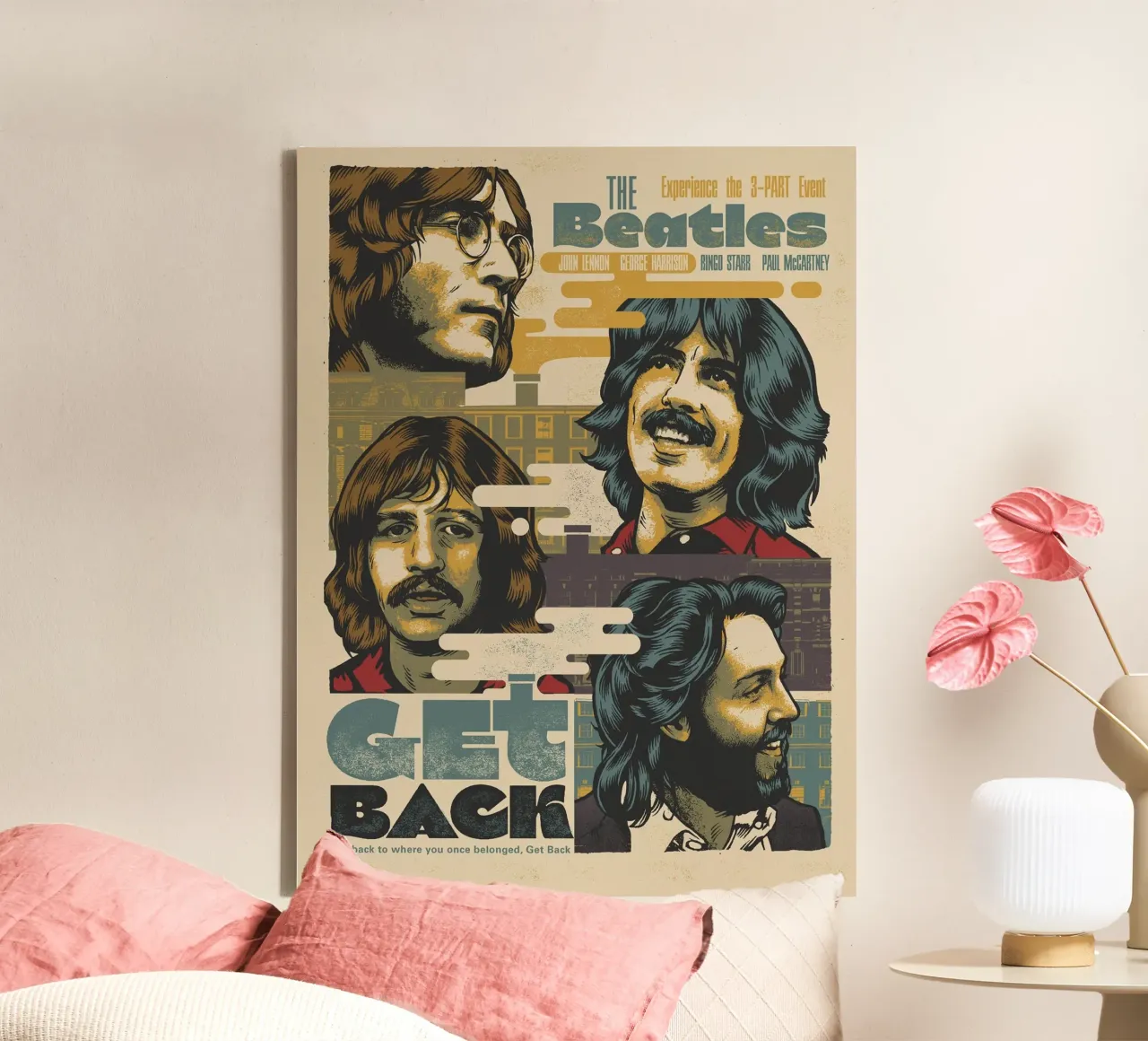 Una notte con i Beatles tela con Cornice a cassetta da nabcu