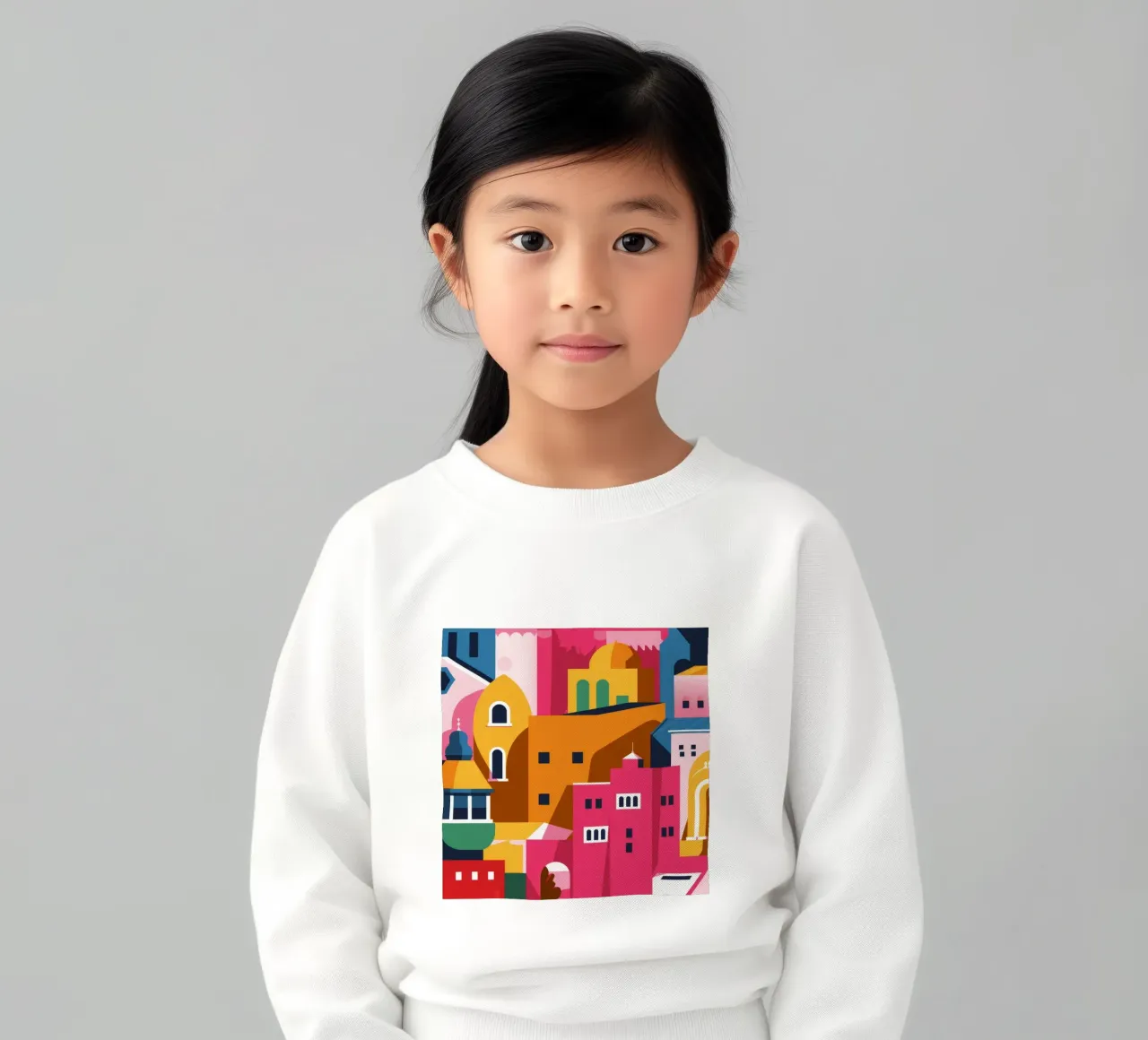 Città collinare colorata felpa bambino da Muse Artworks