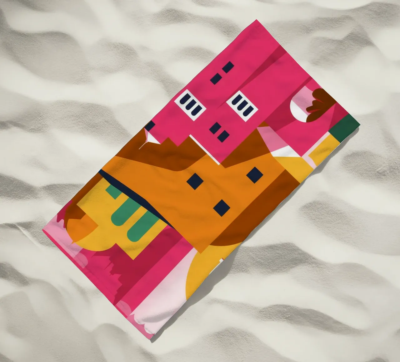 Città collinare colorata telo mare da Muse Artworks