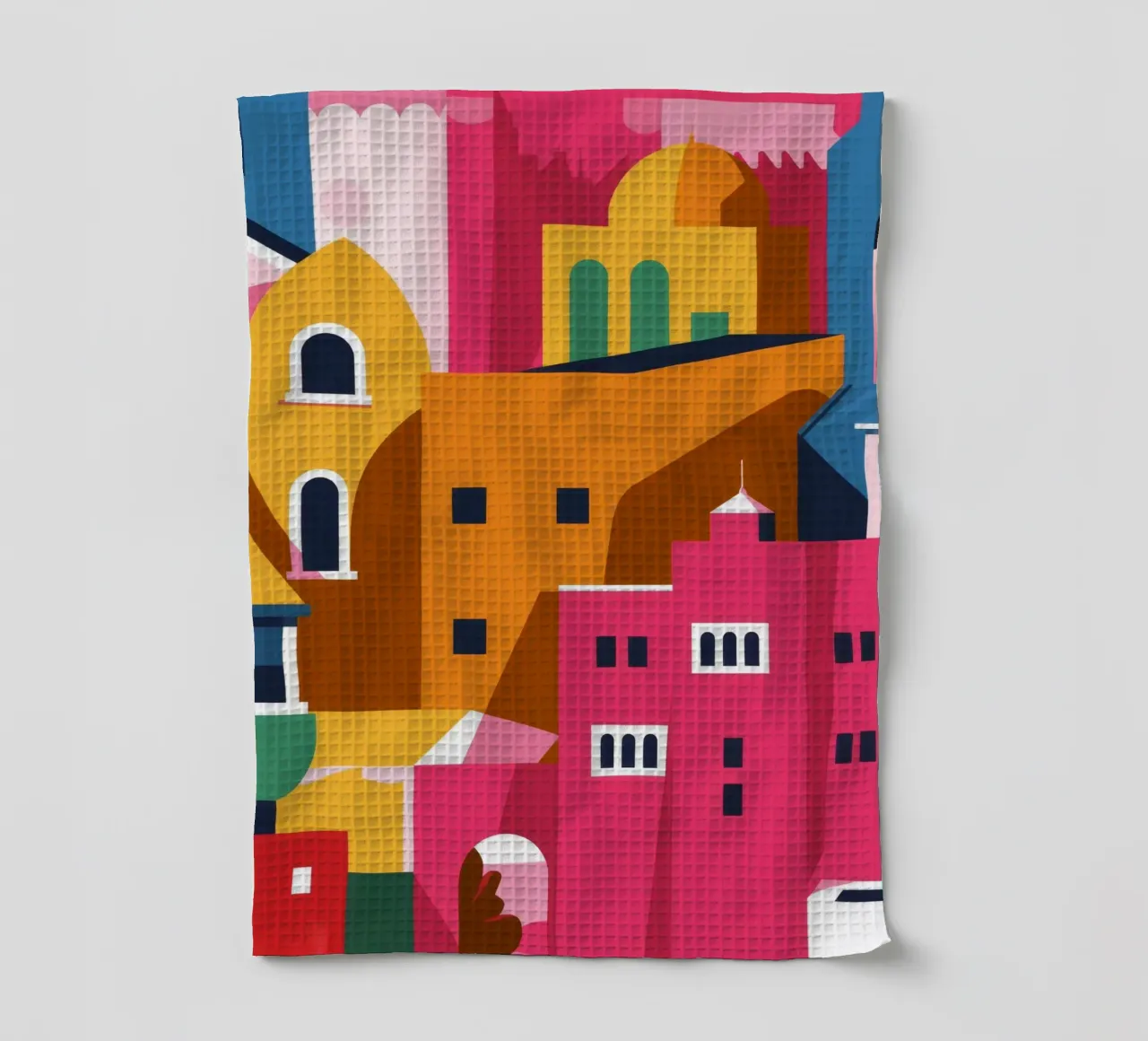Città collinare colorata canovaccio da cucina da Muse Artworks