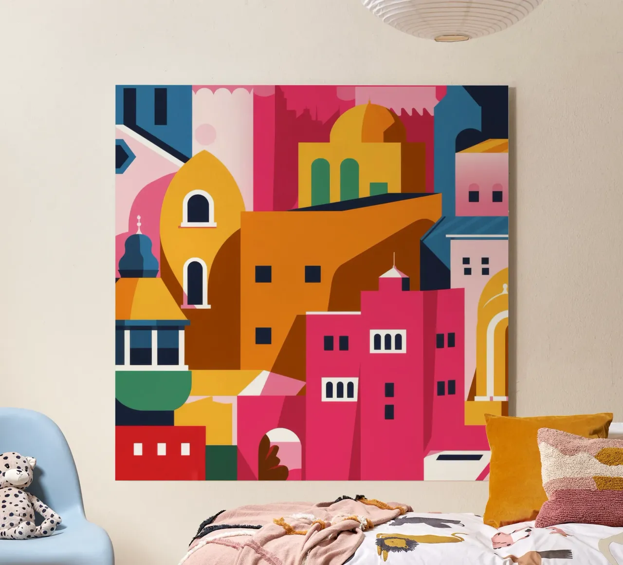 Città collinare colorata plexiglass da Muse Artworks