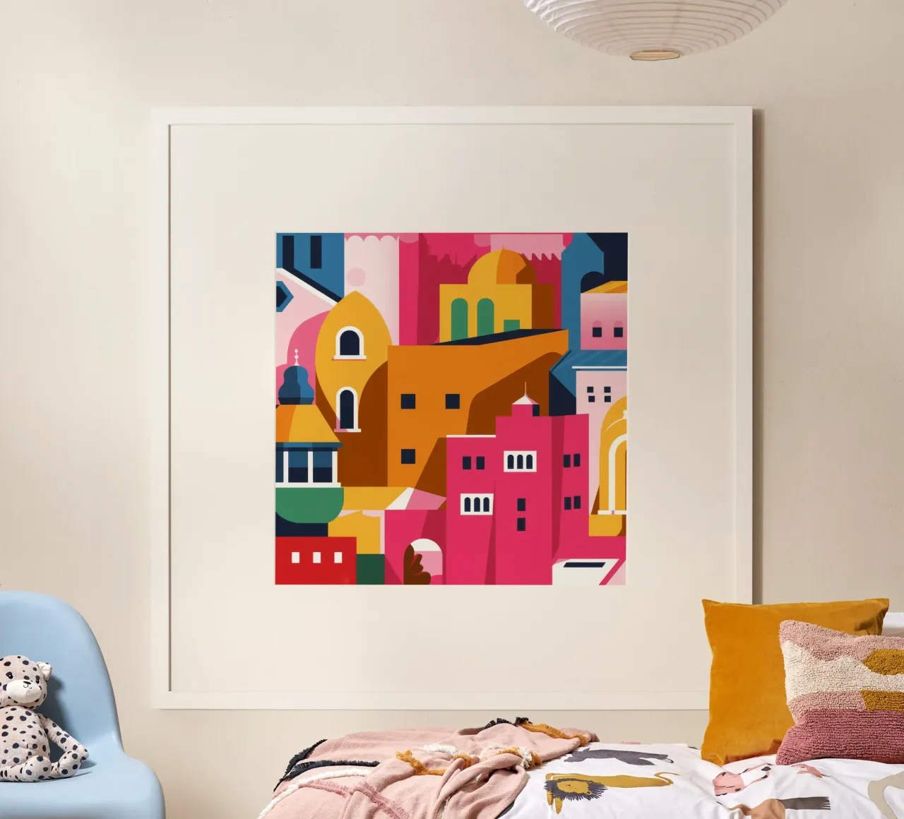 Città collinare colorata carta hahnemühle da Muse Artworks