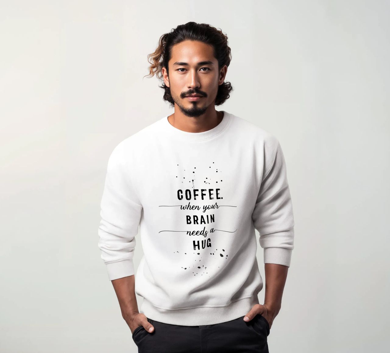 TEXT ART Coffee - when your brain needs a hug felpa da Melanie Viola