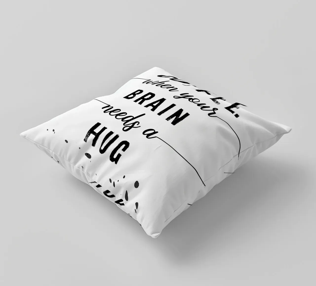 TEXT ART Coffee - when your brain needs a hug cuscino da Melanie Viola