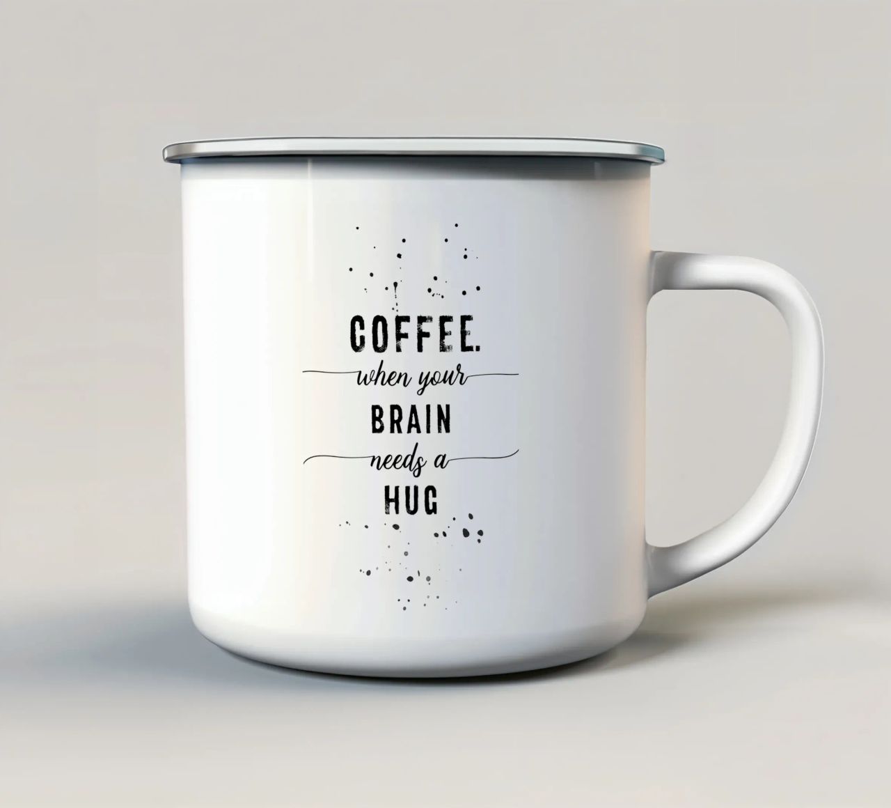 TEXT ART Coffee - when your brain needs a hug tazza in smalto da Melanie Viola