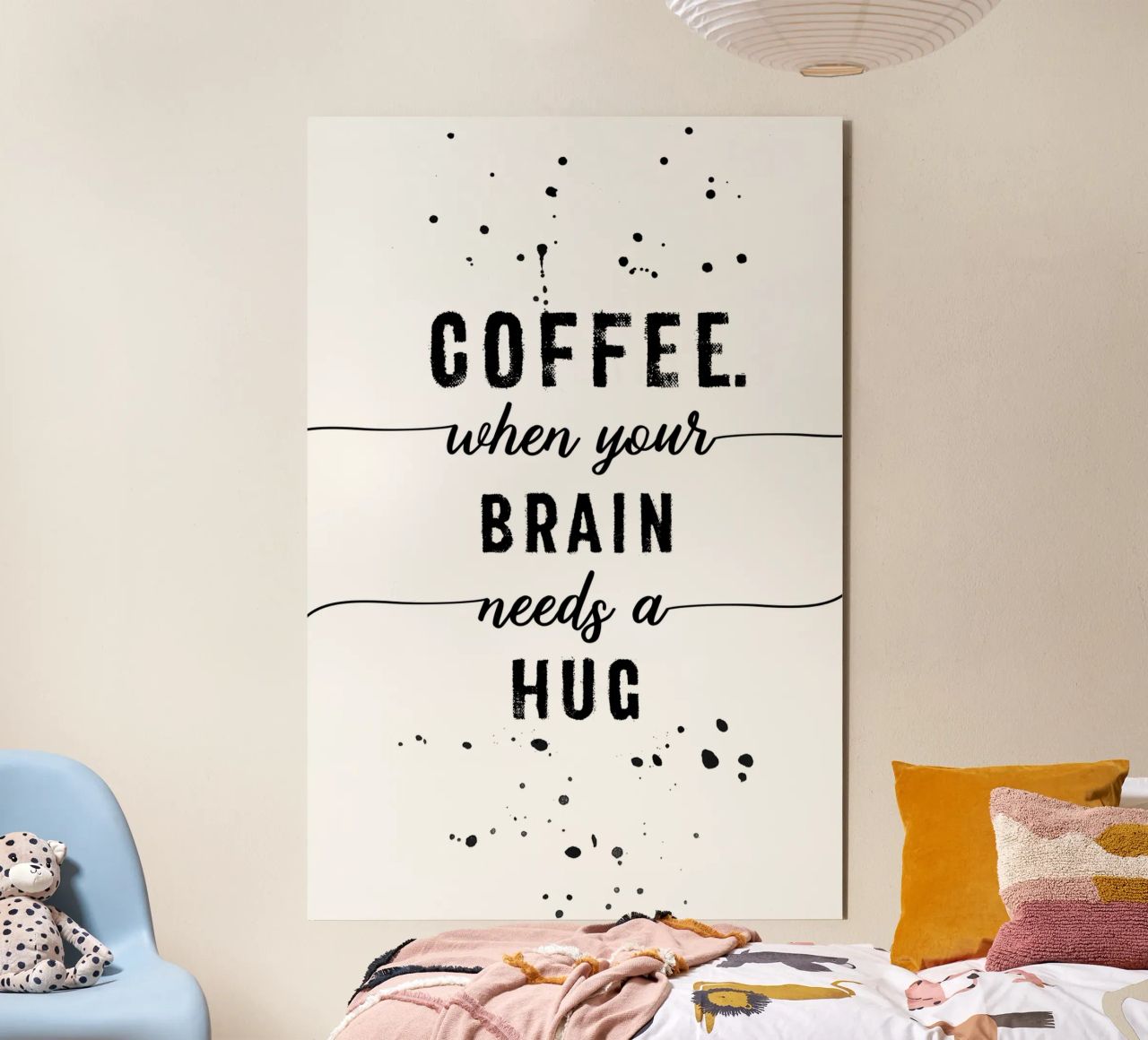 TEXT ART Coffee - when your brain needs a hug alluminio dibond da Melanie Viola