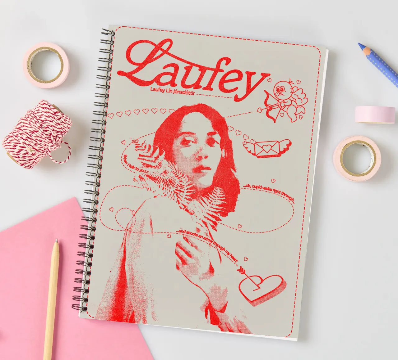 Laufey Arrow Through My Heart V2 spiral notebook by carleemiller